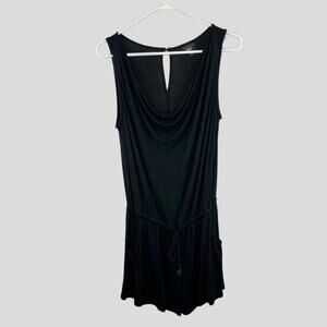 Mossimo Sleeveless Romper Womens Size XS Black Draped Neckline Drawstring Waist